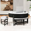 Table basse moderne à plateau relevable avec rangement et 3 repose-pieds blanc et noir