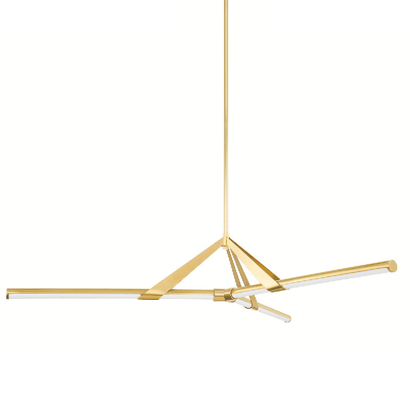 Lustre 3 lumières JONAS, Laiton vieilli, H 10 po x l 62 po x P 62 po