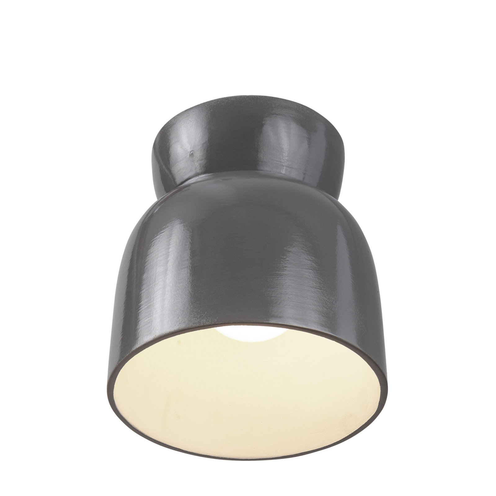 Ceramic Bell Outdoor Flush Mount, Gloss Gray, Incandescent (Not Included)