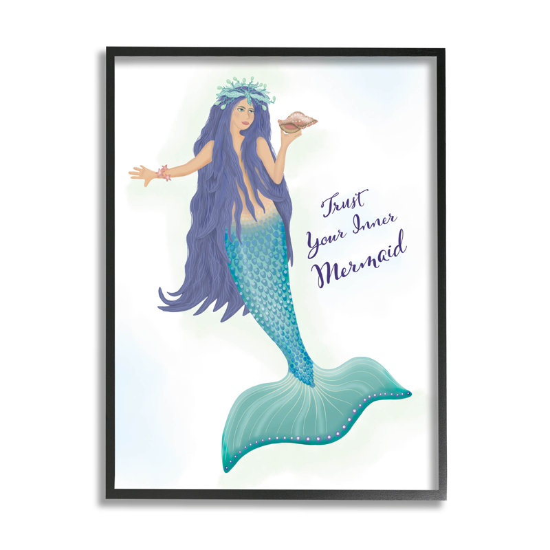 «Trust Your Inner Mermaid», estampe numérique par Darlene Seale, Giclée encadrée noir minuit, H 14 po x l 11 po x P 1,5 po