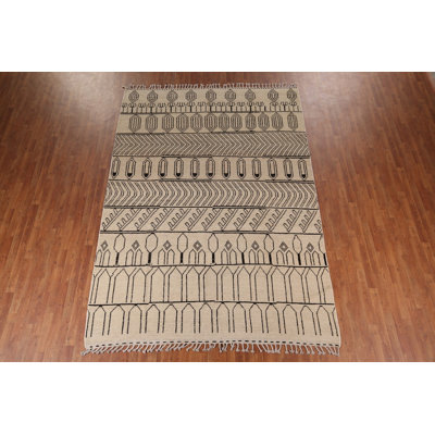 Tapis marocain géométrique en laine fait à la main 8 x 11