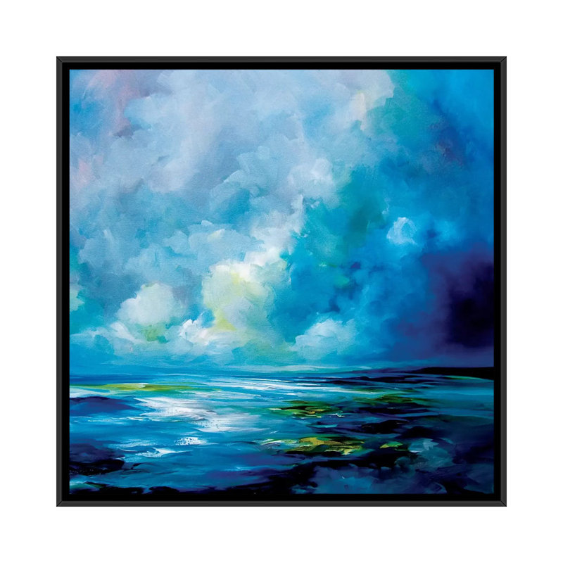 «Blue Velvet», impression sur toile tendue, H 18 po x l 18 po x P 1,5 po, Toile encadrée noire, Pas de tapis