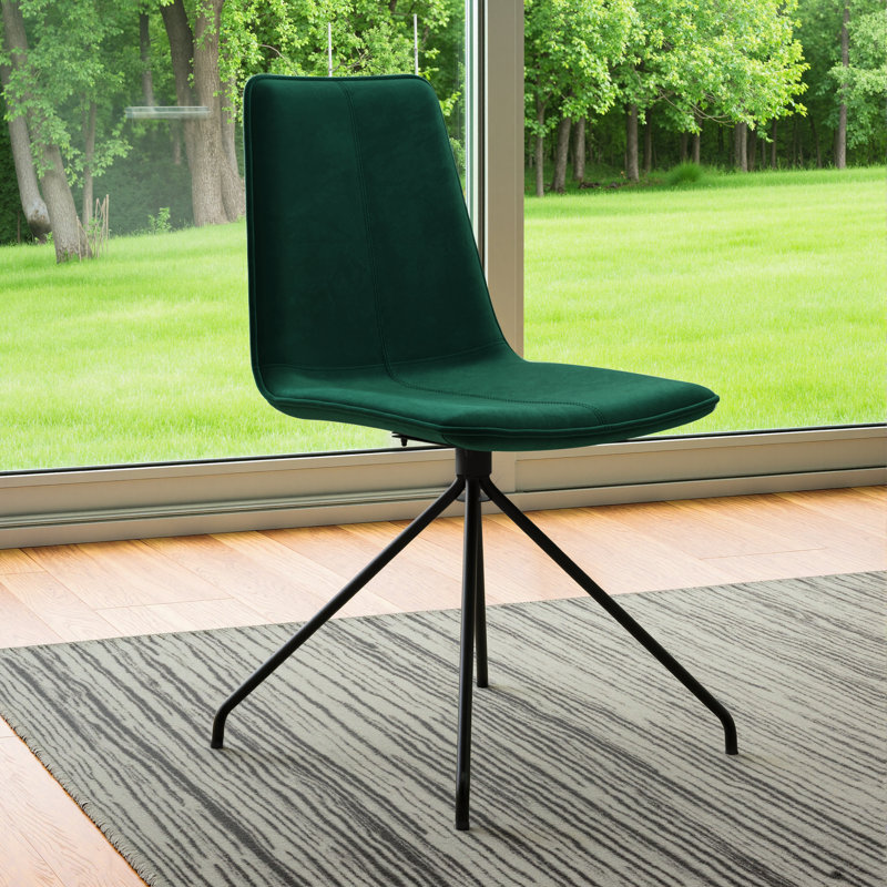 Velvet Upholstered Side Chair, Emerald