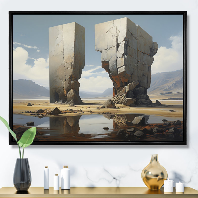 «Mind-Blowing», art mural surréalisme, H 16 po x l 32 po x P 1 po, Cadre flottant noir