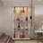 Cabinets, Off-White Tempered Glass Display Cabinet with Bluetooth LED Lights &amp; Swivel Casters | 65"H x 30.91"L x 13.58"W | Particle Board,Tempered Glass | Living Room-1381420507