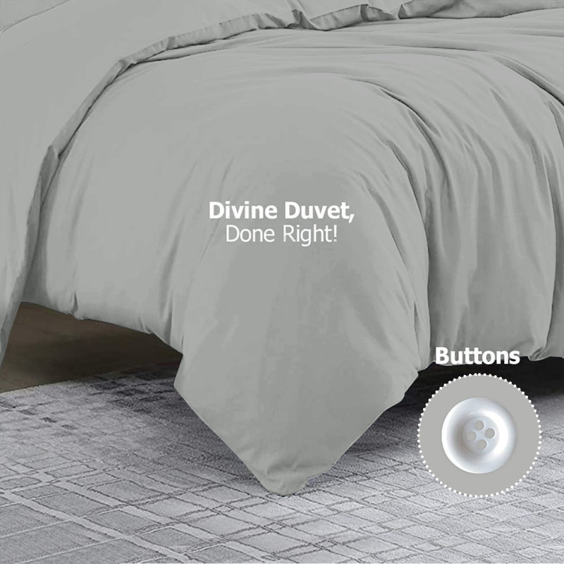 Klarita 100% Microfiber 300TC Reversible Duvet Cover Set with Pillowcase, Grey, Single - 1 Pillowcase (50 x 75 cm)