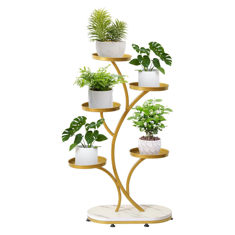 Étagère en bois 5 étages, Doré