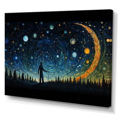 Yellow And Blue Night Skies Planets - Space Planet Wall Art