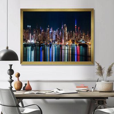 «New York Midtown Night Panorama», reproduction de photo sur toile tendue