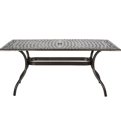 Rectangular Cast Aluminum Terrace Table - Boasting Breathtaking Floral And Umbrella Facility Outdoor Furniture Flaunting Captivating Feature