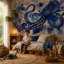 Papier peint pieuvre aquarelle abstraite-409833849-409833851