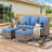 Jenesys Premium Outdoor 3-Seat Wicker Sofa With Comfortable Cushions-1335662067