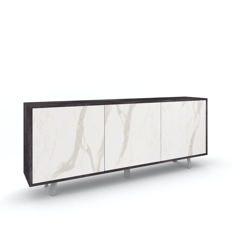 Dairis 177cm Sideboard, Black Stone/Calacatta