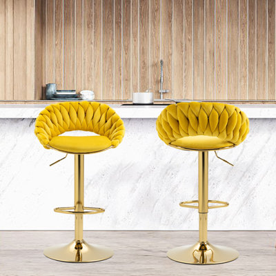 Punak Swivel Upholstered Counter Stool with Iron Frame