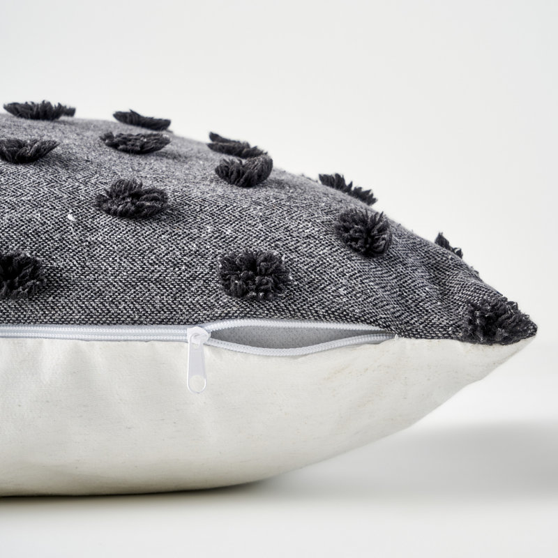 Maroc Cotton Dotted Throw Pillow, Anthracite