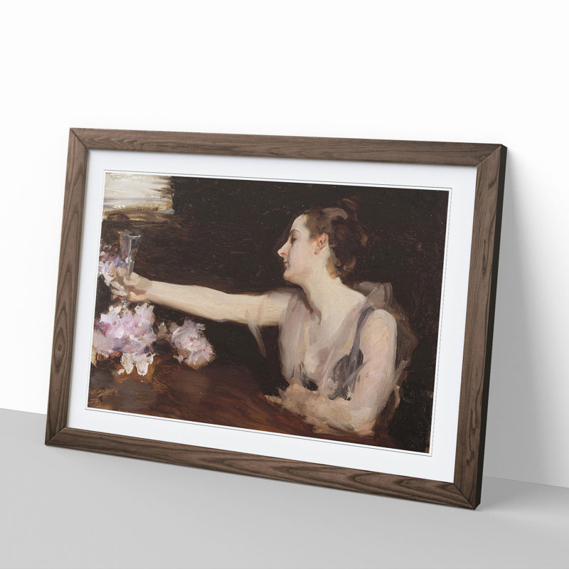 Madame Gautreau Drinking by John Singer Sargent - Picture Frame Painting, 48cm H x 65cm W x 2cm D, Walnut Framed