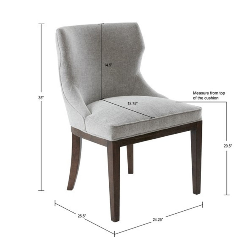 Set of 2 Gray Upholstered Walnut Dining Side Chairs