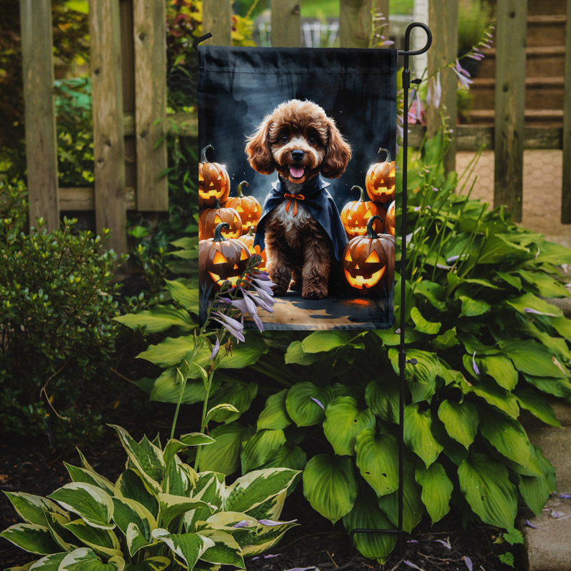 Drapeau de jardin chiot Halloween, Caniche chocolat