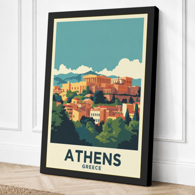 Postcard from Athens Vintage 1 Piece Wrapped Canvas Wall Art