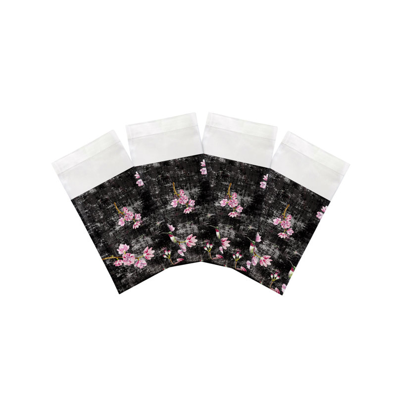 Blossom Fantasia Cotton Sateen Dinner Napkins, Black Pink