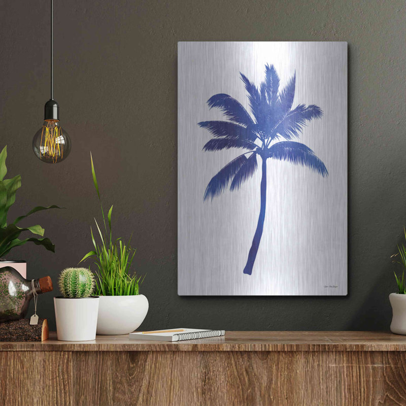 Bay Isle Home™ «Blue Palm Tree III» par Seven Trees Design, art mural en métal, H 16 po x l 12 po