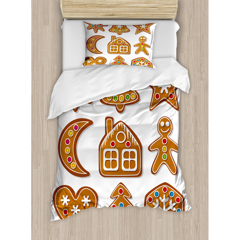 Gingerbread Man Modern & Contemporary Polyester Duvet Cover, Twin