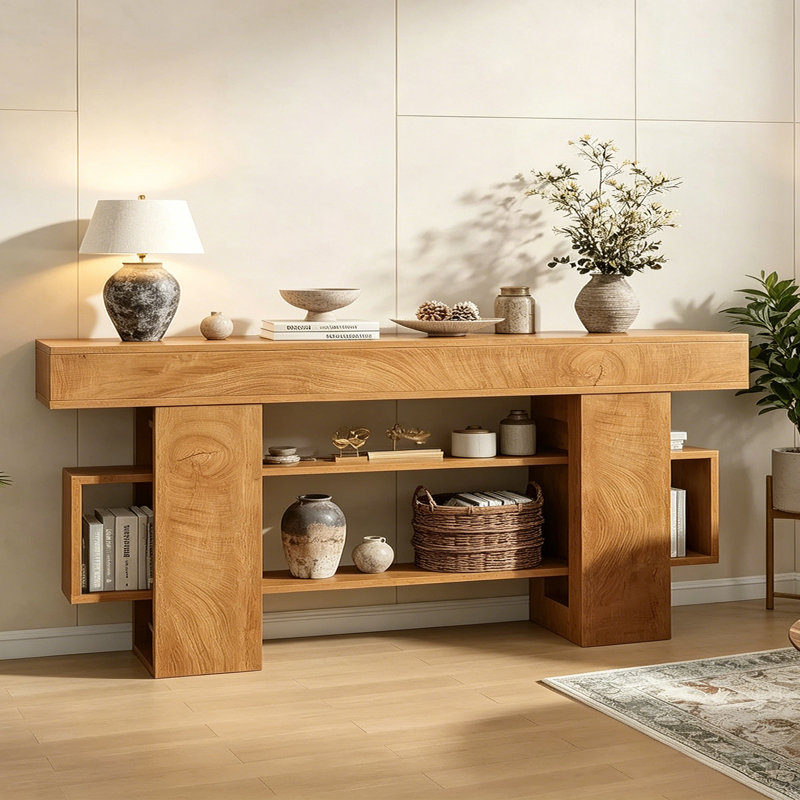 Console de style Wabi-Sabi, H 32,3 po x l 78,7 po x P 11,8 po