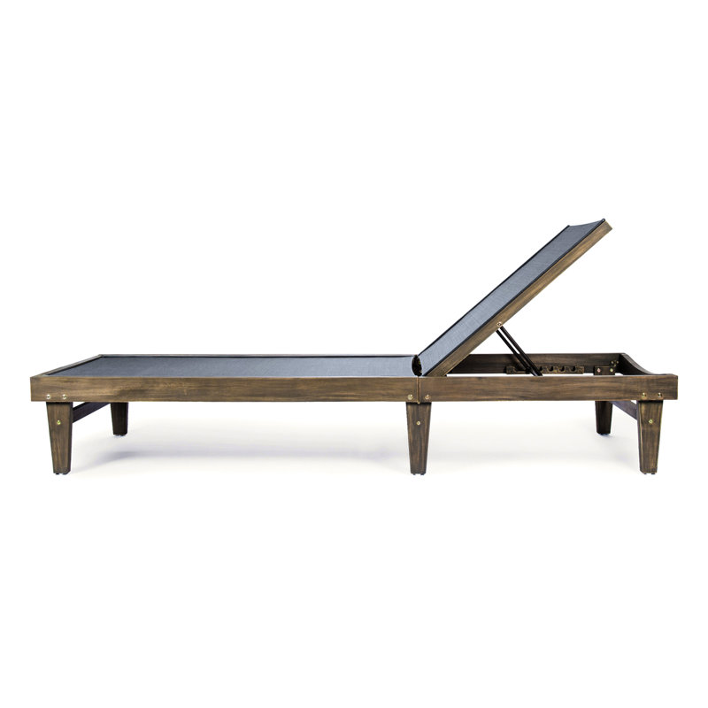 Chaise Lounge With Dark Grey Mesh - Stylish And Relaxing, Made Of Wood, 78.4 Inches Deep X 24.32 Wide 32.1 High Comfortable For Rest Relaxation, Sustainably Sourced 24.32In 32.1In 78.4In