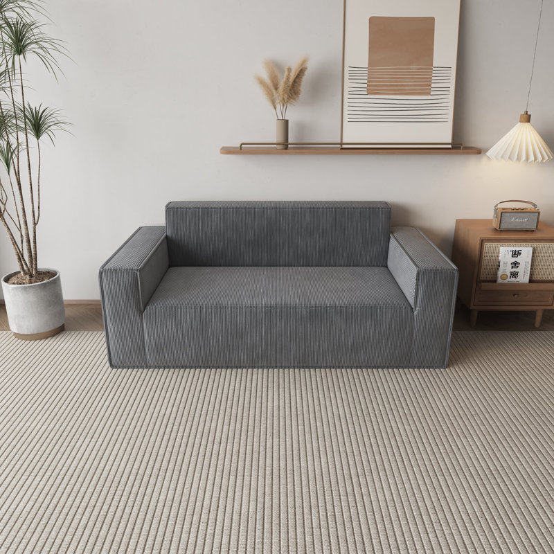Boneless Sofa-in-a-Box, Memory Foam 3-Seater Couch, No Installation & Easy to Transport, Deep Seat Modern Sofa with Corduroy Fabric, Couch for Living Room, Bedroom