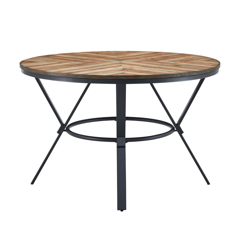Light Birch Indoor Round Dining Table With Metal Legs