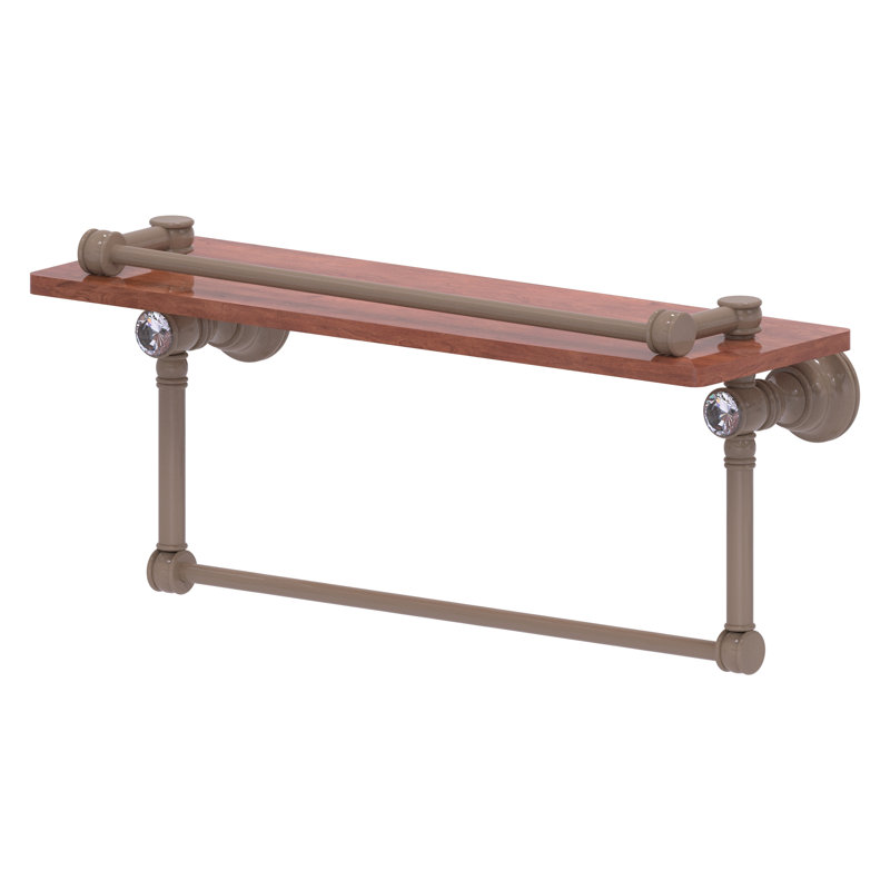 Tablette flottante en cristal Carolina avec barre à serviettes, H 7,4 po x l 16 po x P 5,54 po, Beige ombré