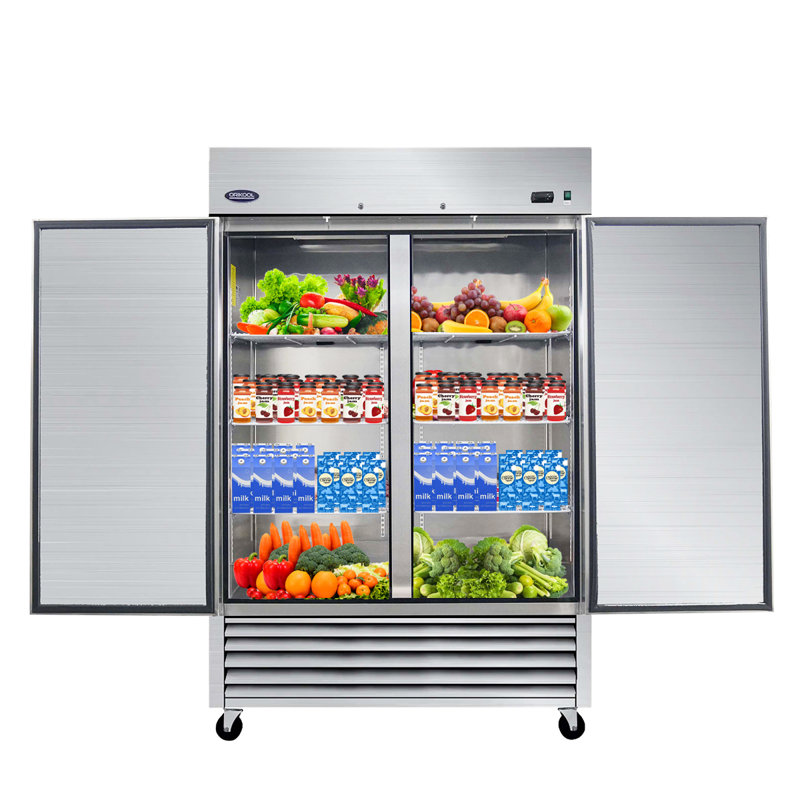 Réfrigérateur vertical Fennel de 54 po à deux portes en acier inoxydable à deux portes avec tablettes réglables et éclairage DEL