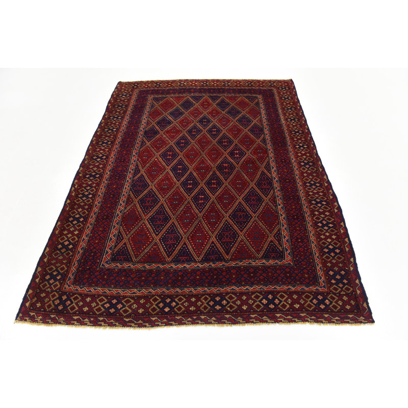 Tapis de zone en laine noué la 4 pi 10 po x 6 pi 5 po one-of-kind Earley