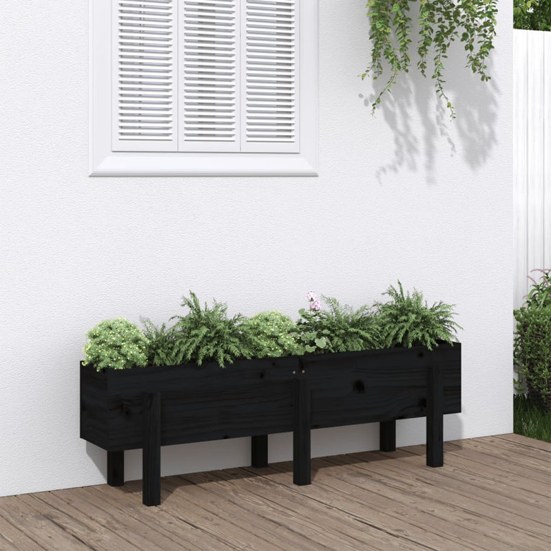 Meenakshi Wood Raised Garden Bed, Black, 57cm H x 62cm W x 50cm D, Pine