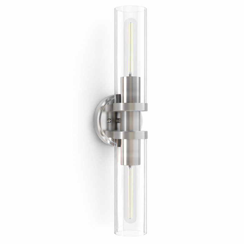 Lampe murale cylindrique 2 têtes Barbell, Nickel brossé