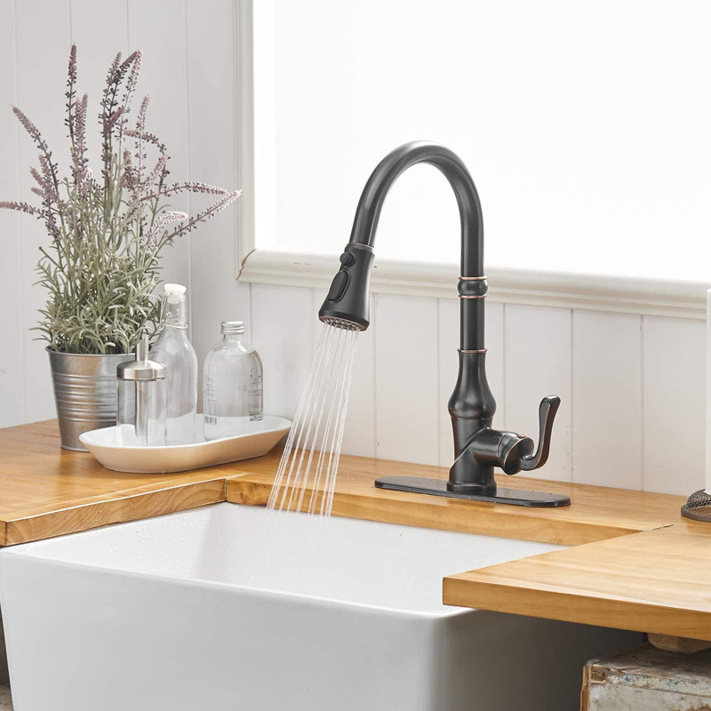 Oil Rubbed Bronze Single Handle Pull Down Kitchen Faucet