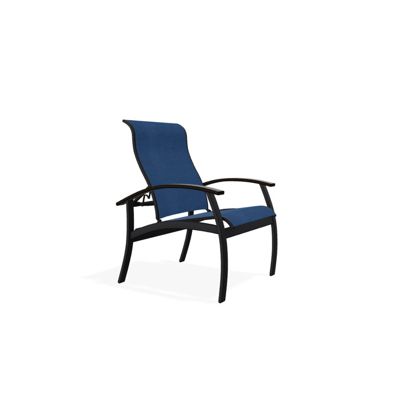 Chaise de patio Askar, Cobalt 35D Sunbrella®, Noir, Noir texturé