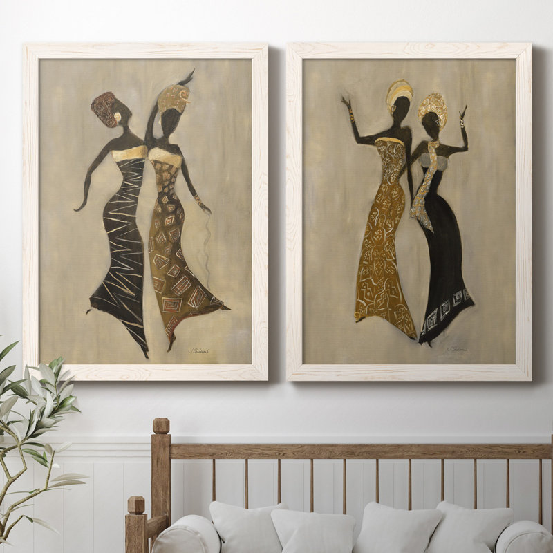 «Celebration I», ensemble de 2 reproductions d'art, H 37,5 po x l 55 po x P 1,5 po, Toile blanche encadrée, Pas de tapis