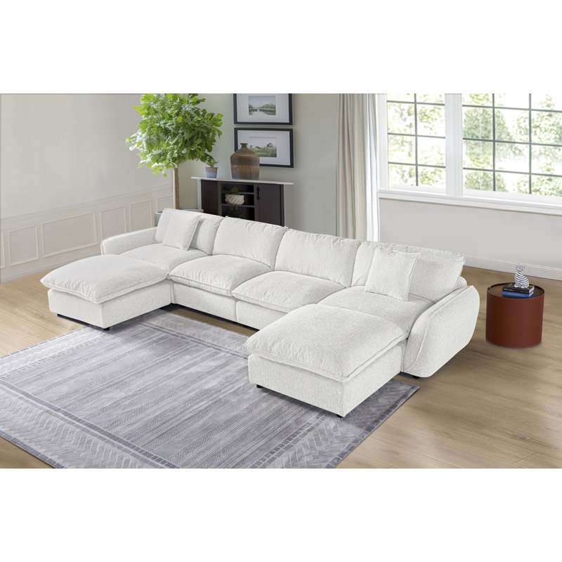 Canapé modulaire surdimensionné en U en forme de U de 172 po de large de 172 po avec repose-pieds mobile et repose-pieds plus large