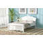 Lit plateforme simple en bois avec tête de lit, blanc-671951219