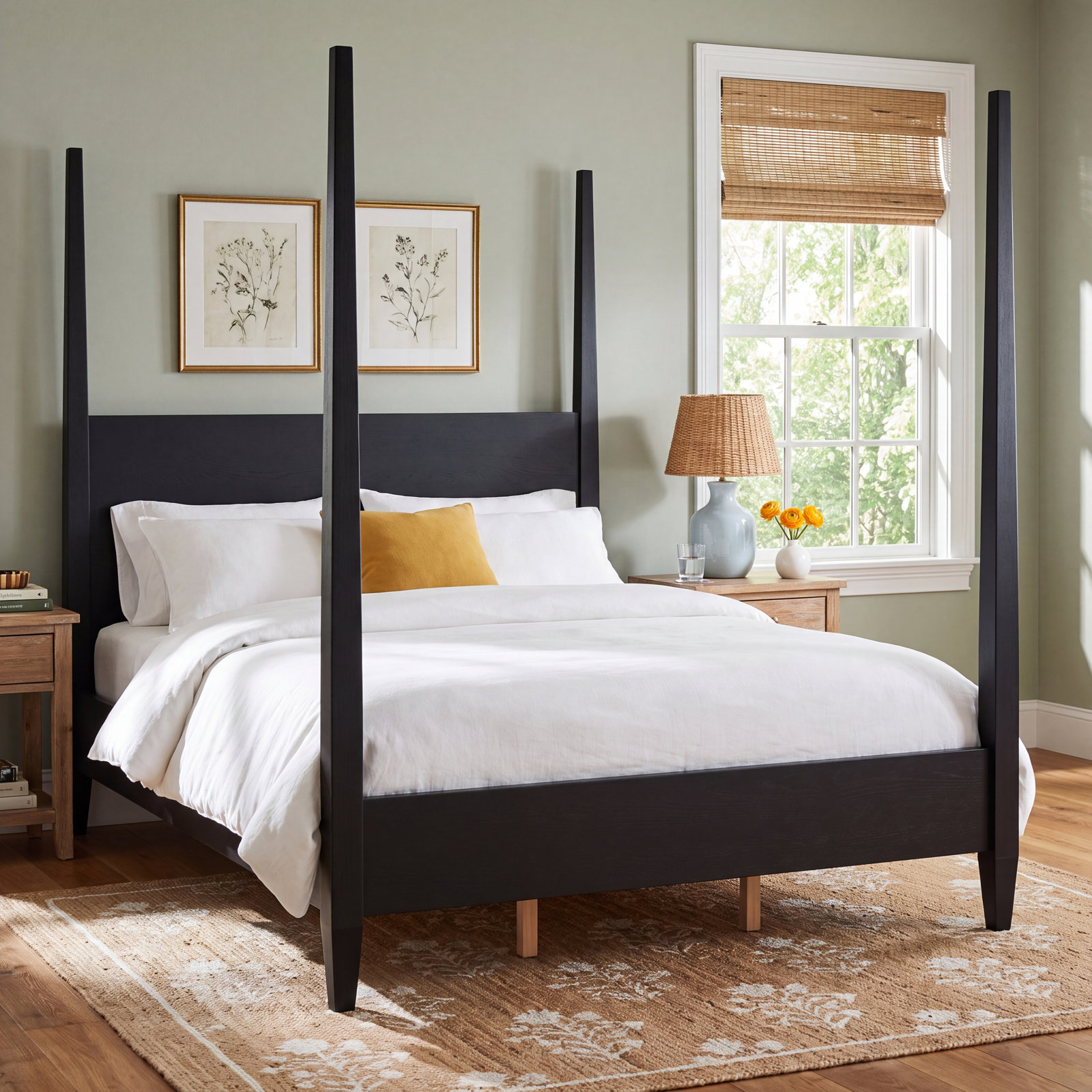Mya Four Poster Bed, Black, King