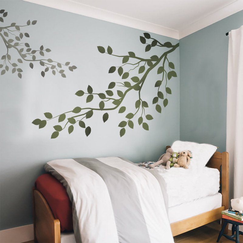 Adhésifs décoratifs à branches d'orme vert printemps