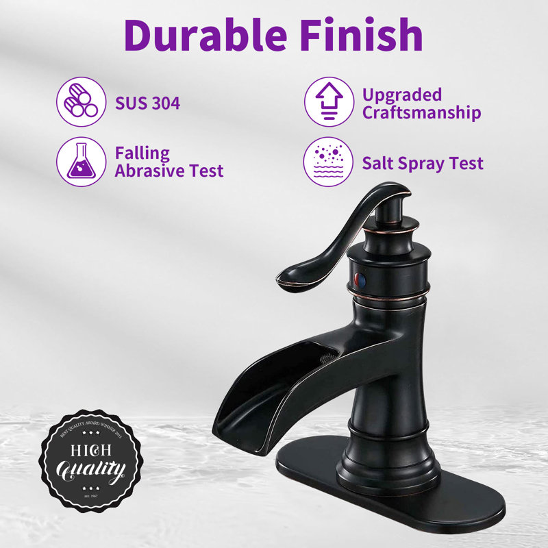 Oil Rubbed Bronze Single Handle Waterfall Bathroom Faucet with Drain Kit