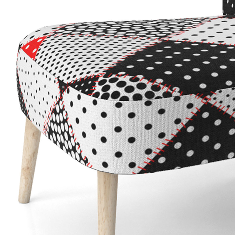 Black And White Patchwork - Upholstered Patterned Accent Side Chair
