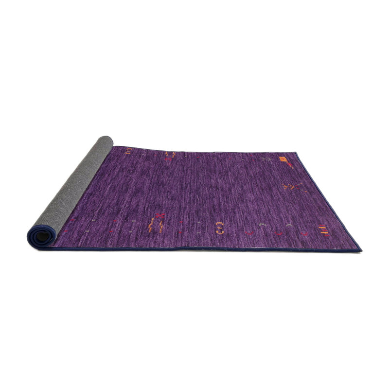 Tapis en violet/rose contemporain, Rond 5 pi
