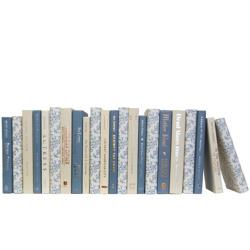 Livres décoratifs - Livres mixtes crème céruléen - Livres bleus au pied