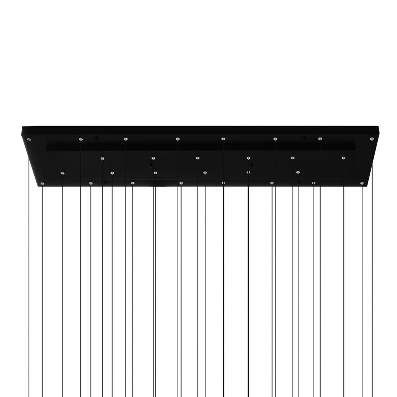 Lustre 60 po à DEL avec verre texturé fait à la main - Plafonnier moderne pour salle à manger, salon, îlot de cuisine, Noir