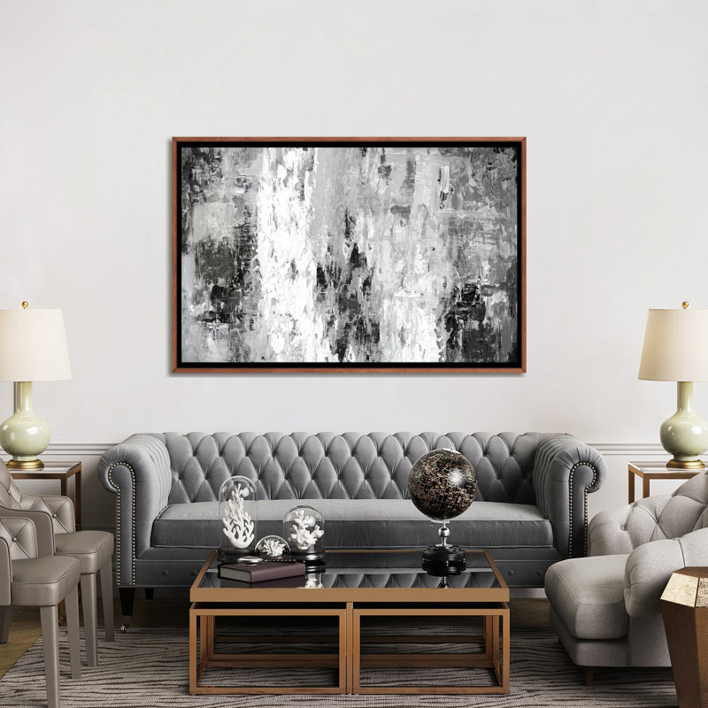 « Black And White Abstract IV by PI Studio » - Impression sur toile tendue, H 40 po x l 60 po, Impression encadrée