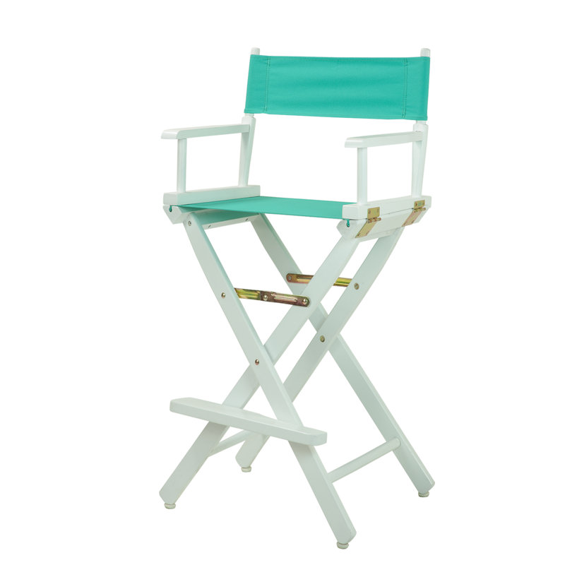 30" Folding Director Chair with Canvas, Teal, White