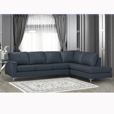Canapé modulaire en cuir véritable 122,5 po Platte